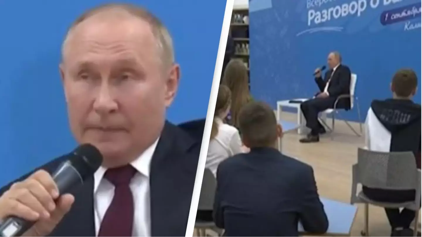 Vladimir Putin's feet keep twitching as discusses war in Ukraine with kids