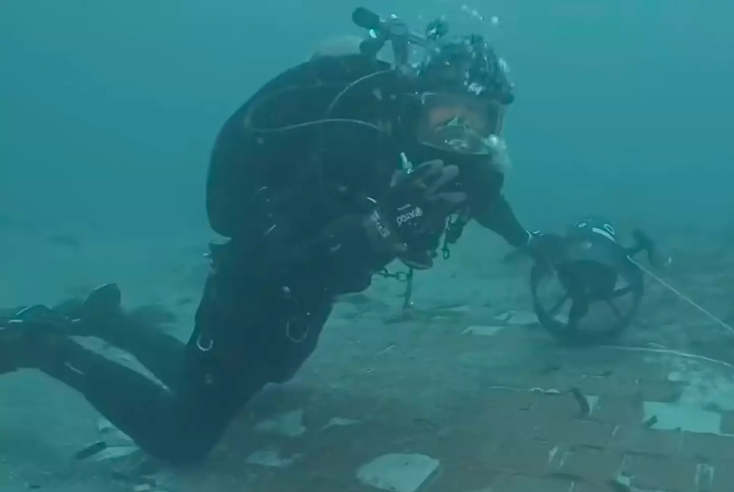 Screenshot from footage of the divers as they made their discovery.
