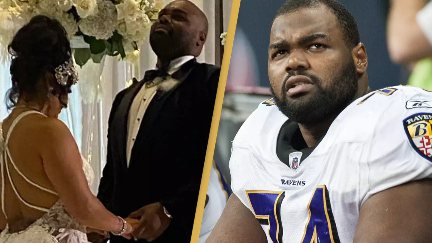 Football player who inspired The Blind Side gets married to partner of 17 years