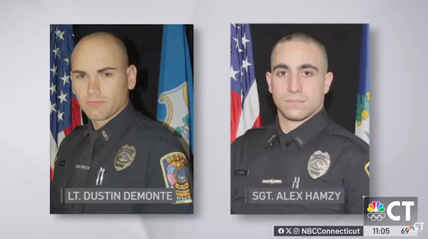 Officers Alex Hamzy and Dustin Demonte were fatally shot in 2022. (NBC Connecticut)