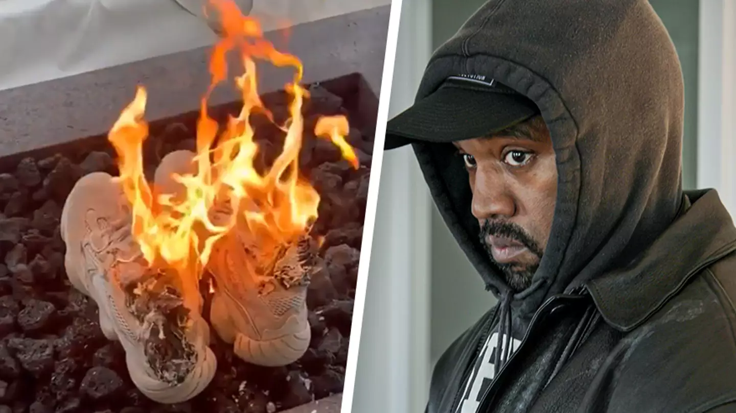 Man burns $15,000 worth of Yeezys because he's furious at Kanye West's recent comments