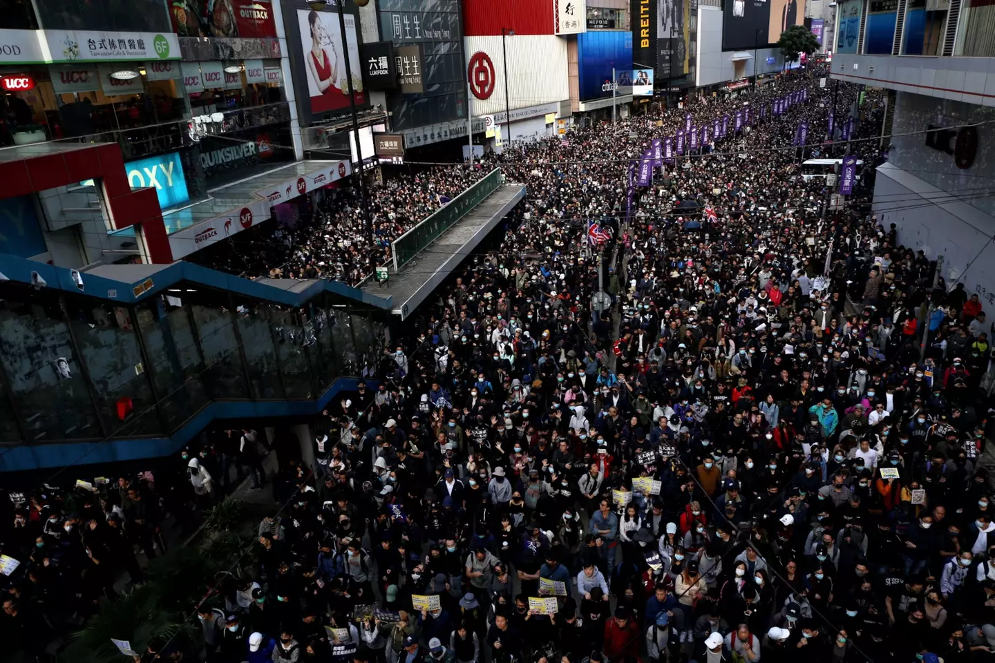 Massive numbers of pro-democracy supporters have demonstrated on the streets of Hong Kong.
