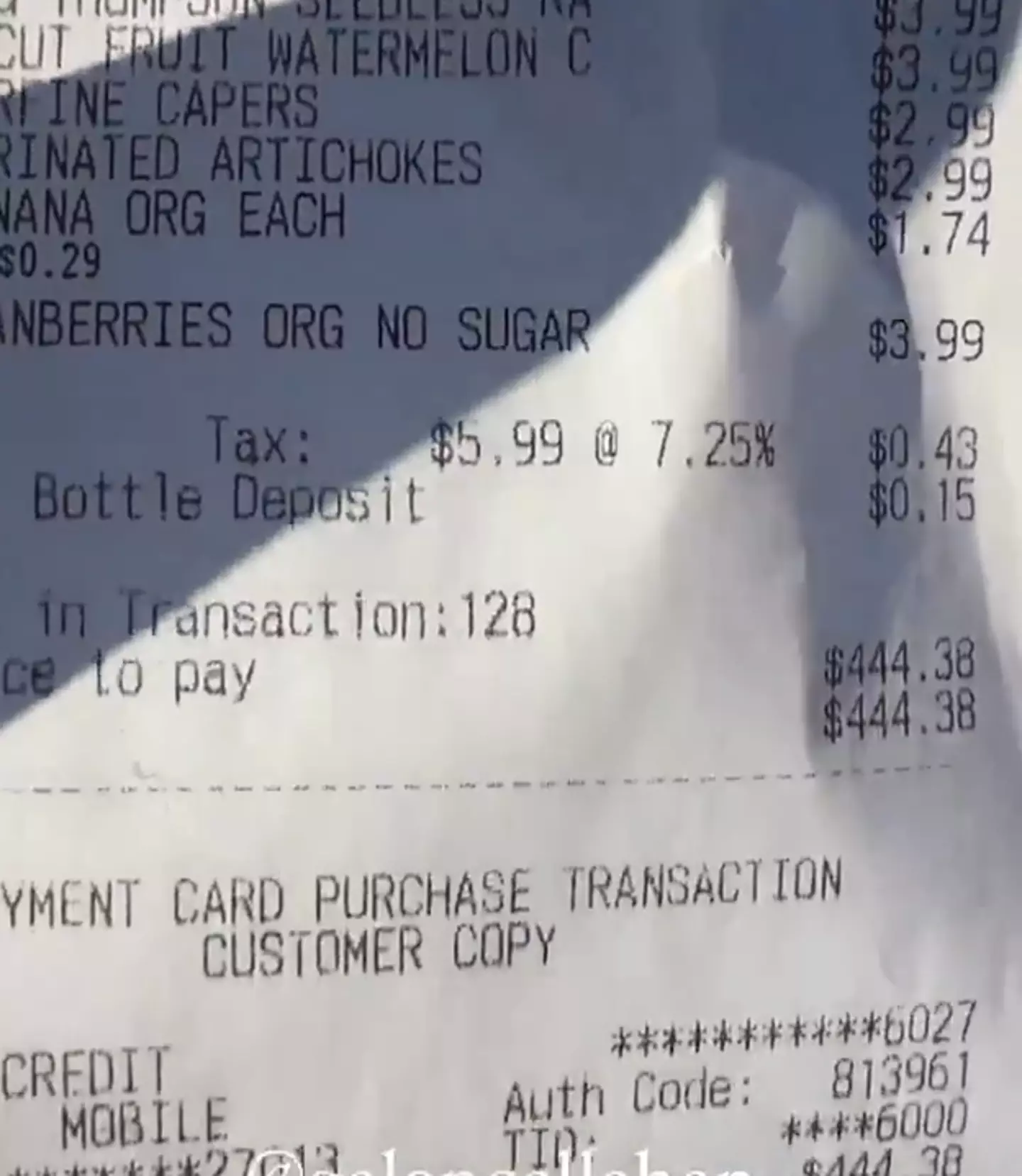 The bill came to over $400 (Instagram/ sergiogonzalez805)  