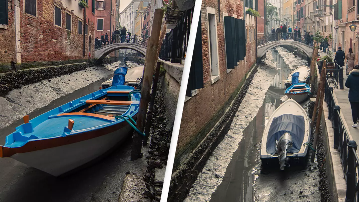 Some of Venice’s iconic canals have dried up and left a disgusting stench