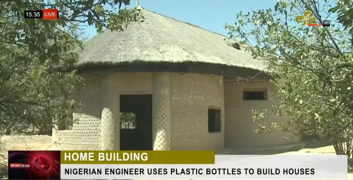 Around 14,000 bottles are used to build the homes.