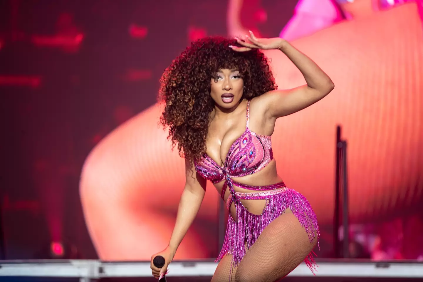 During a verse the rapper said: “If I was to ask for Megan Thee Stallion if she would collab with me, would I really have a shot at a feat?” (Photo by Miikka Skaffari/FilmMagic)