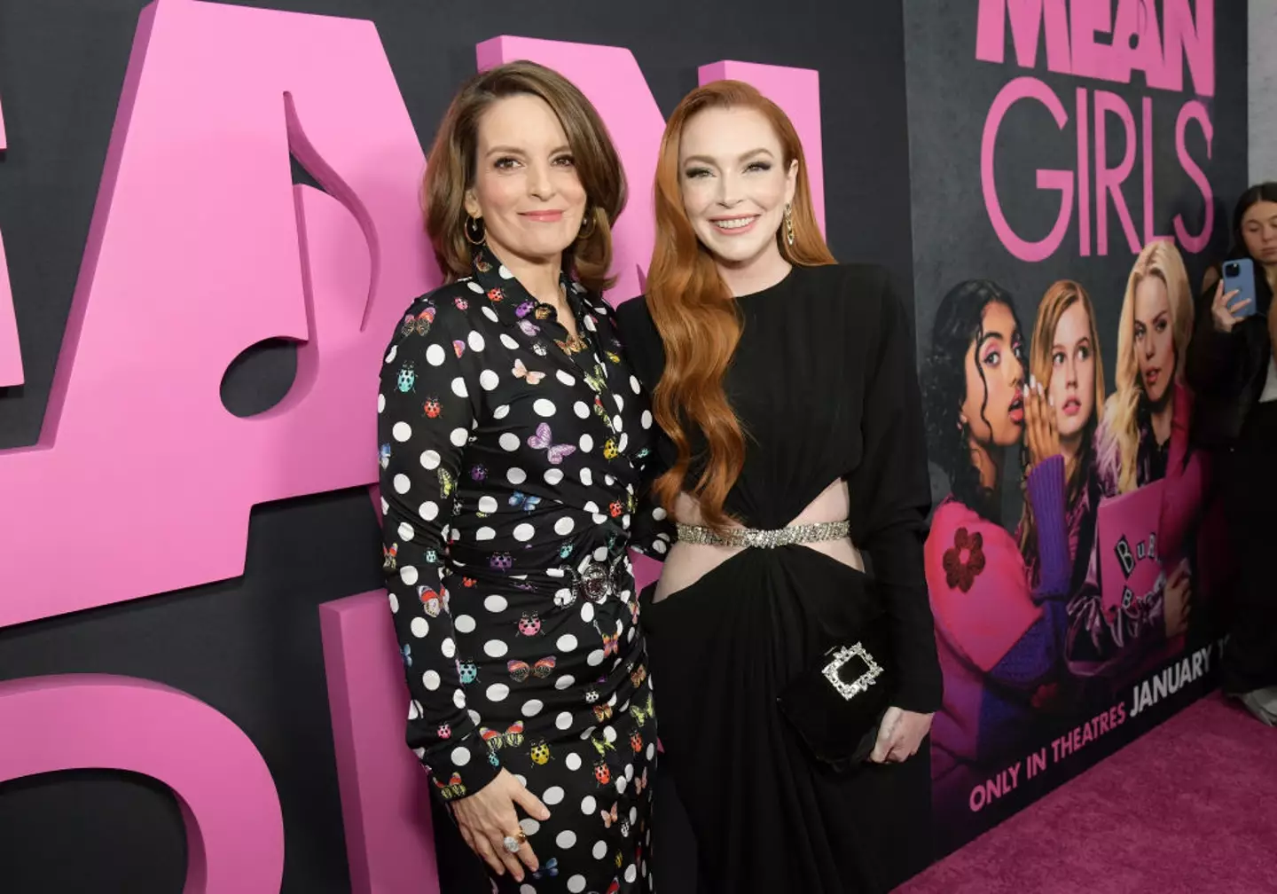Lohan and Fey at the Mean Girls premiere.
