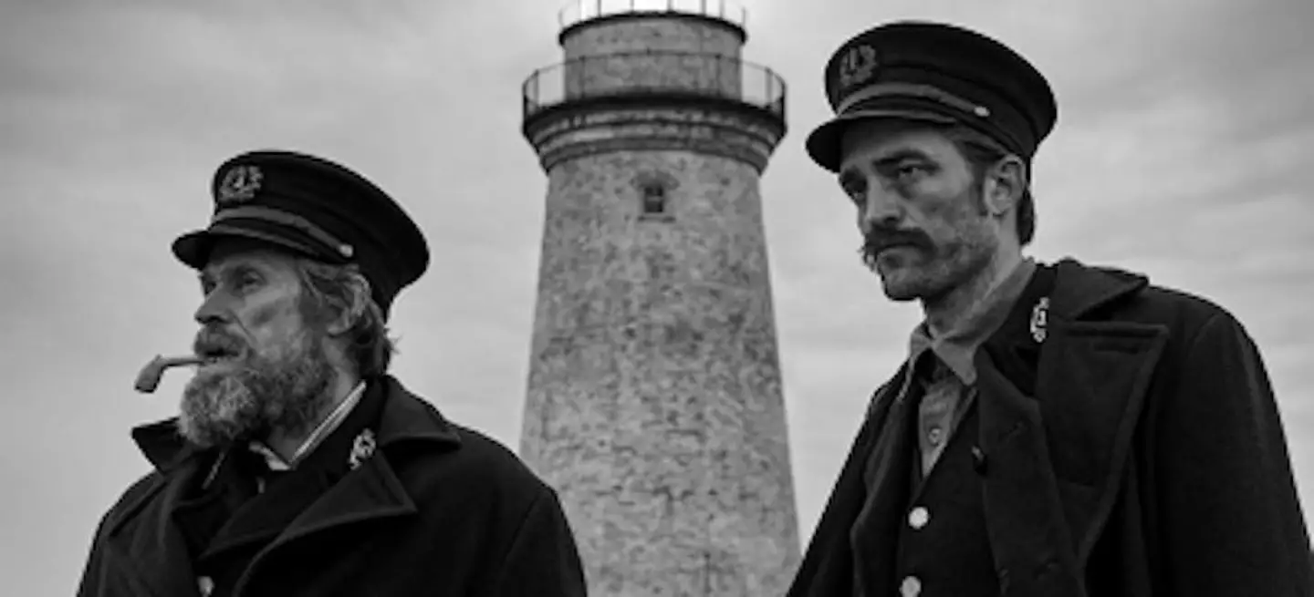 Dafoe and Pattinson in The Lighthouse. (A24)