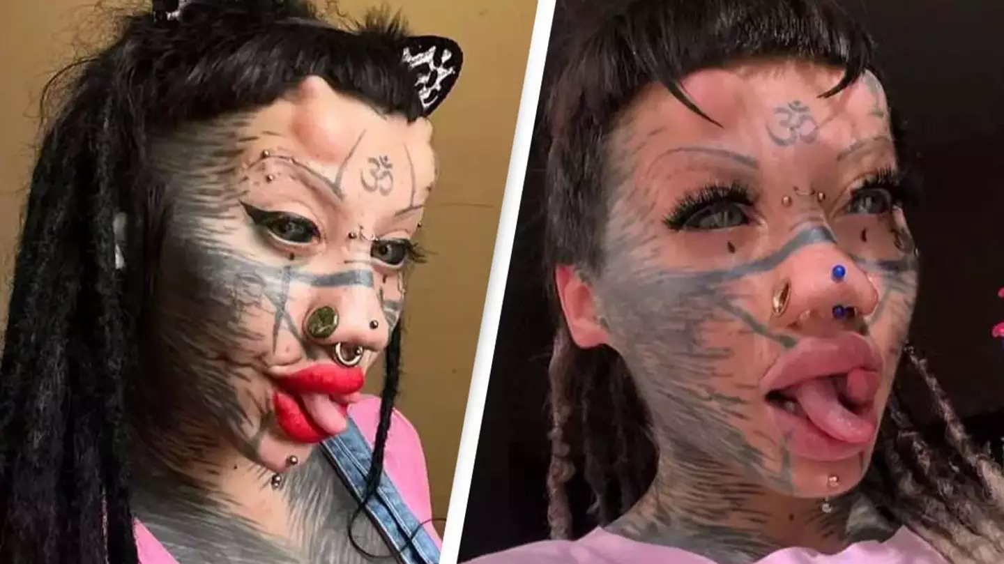 Woman undergoes 20 body modifications to turn into ‘cat lady’
