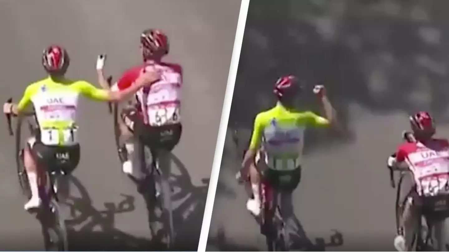Incredible moment cyclists play rock, paper, scissors to determine who wins race