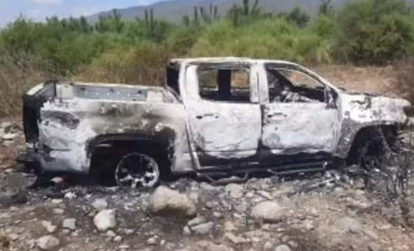 A vehicle linked to the tourists was found burned-out. (9News)