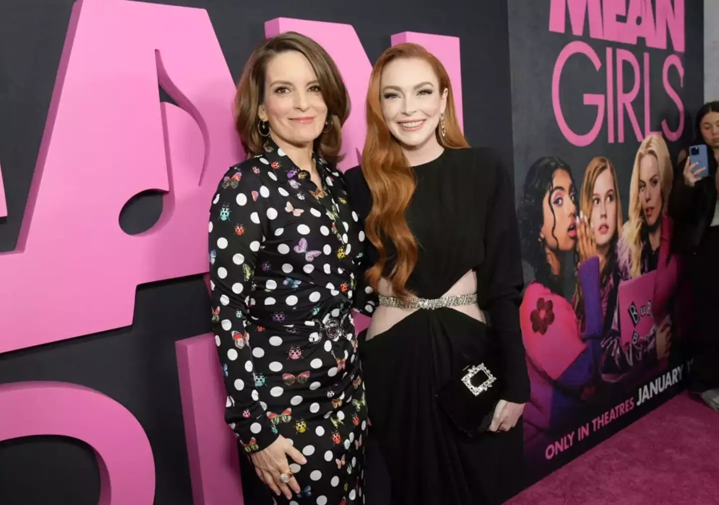 Lindsay Lohan and Tina Fey at the Mean Girls premiere.