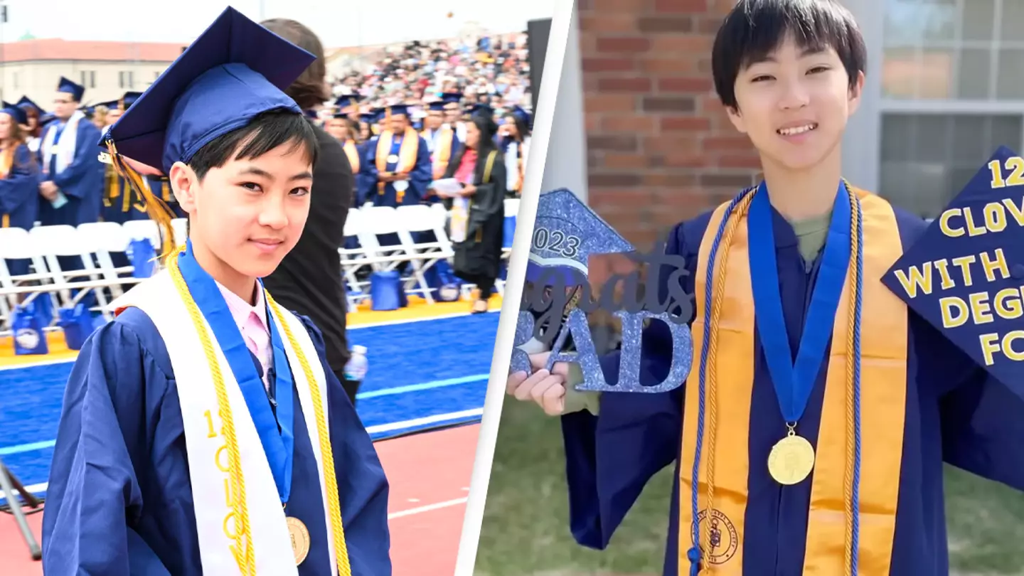 12-year-old boy graduates from university with five degrees
