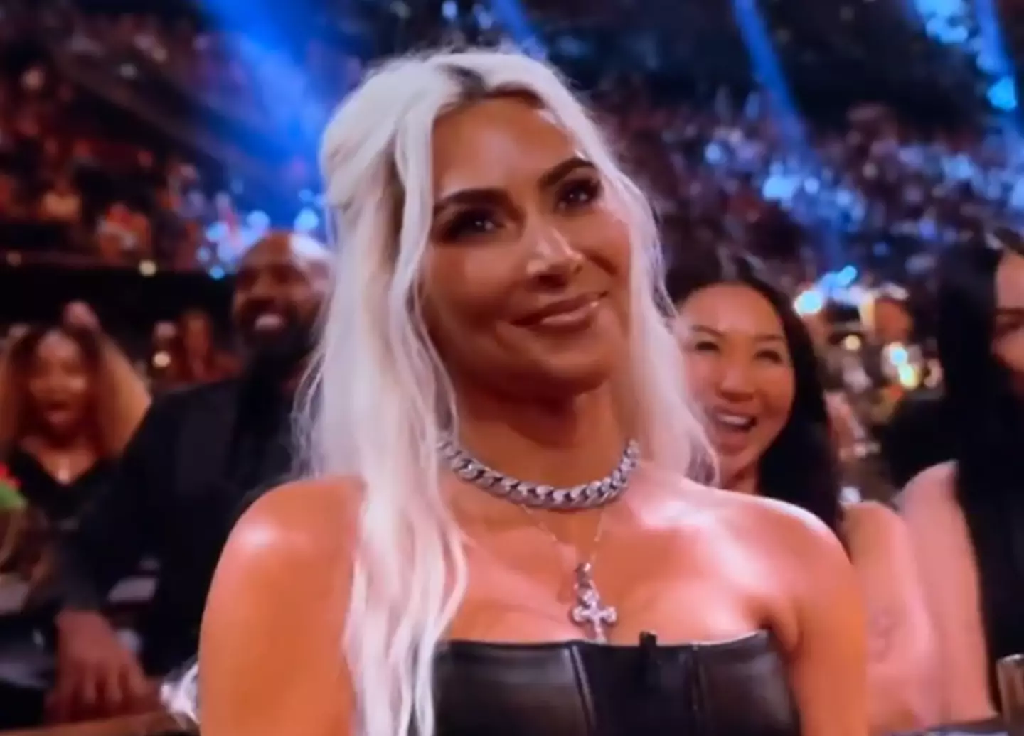 Kim Kardashian did not look amused. (Netflix) 