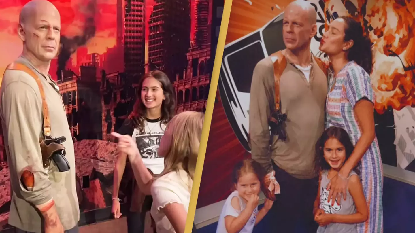 Bruce Willis' youngest kids have incredibly wholesome reaction to seeing his waxwork