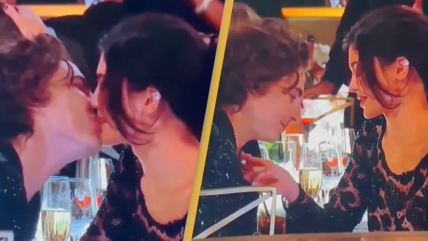 Kylie Jenner and Timothée Chalamet unaware there's fan cam of them during Golden Globes ad break