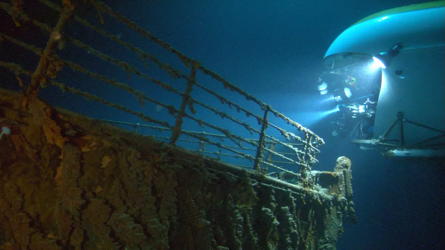 The wreck of the Titanic is 12,500ft beneath the Atlantic Ocean.