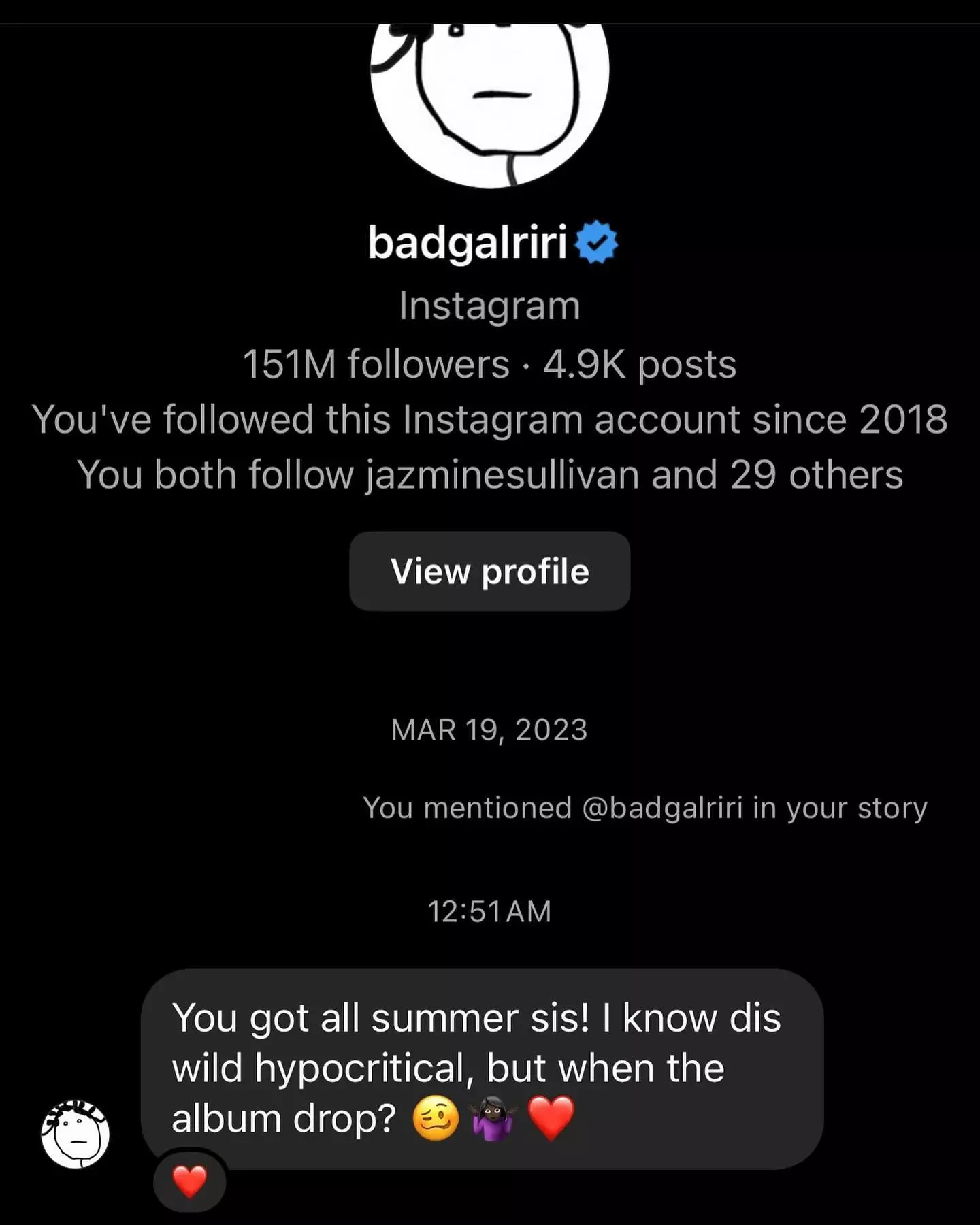 Rihanna slid into GloRilla's DMs last year. (glorillapimp/Instagram)