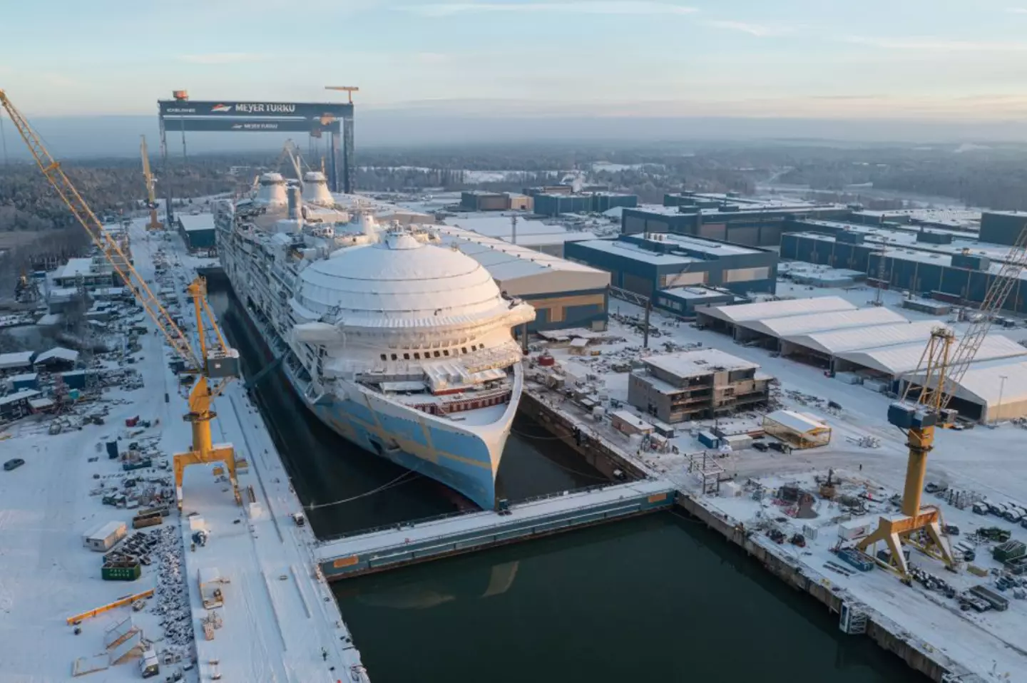 The Icon of the Seas under construction in Finland.