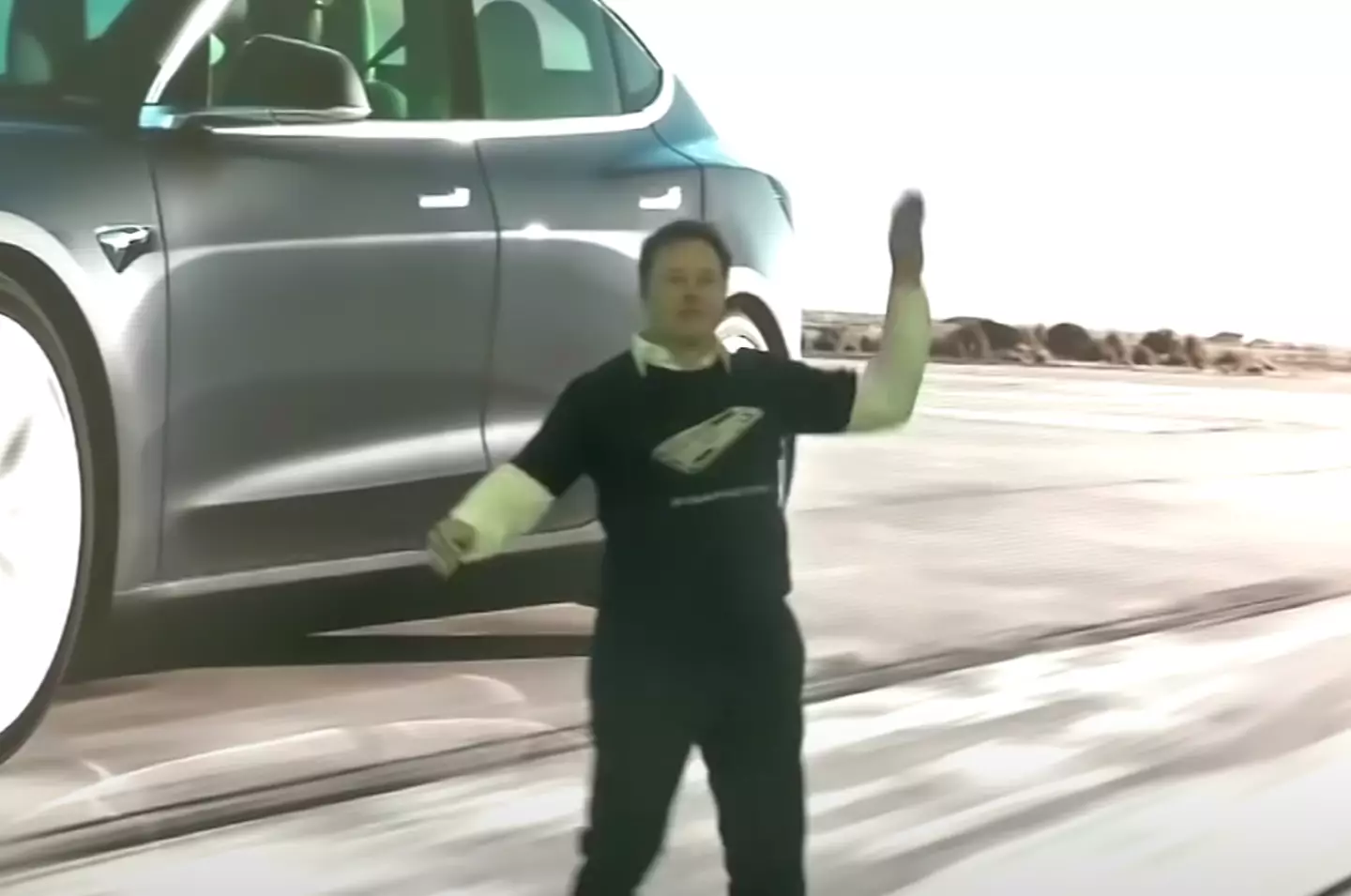 Musk danced in front of a huge crowd at the launch of Tesla's Model Y electric sports utility vehicle programme.