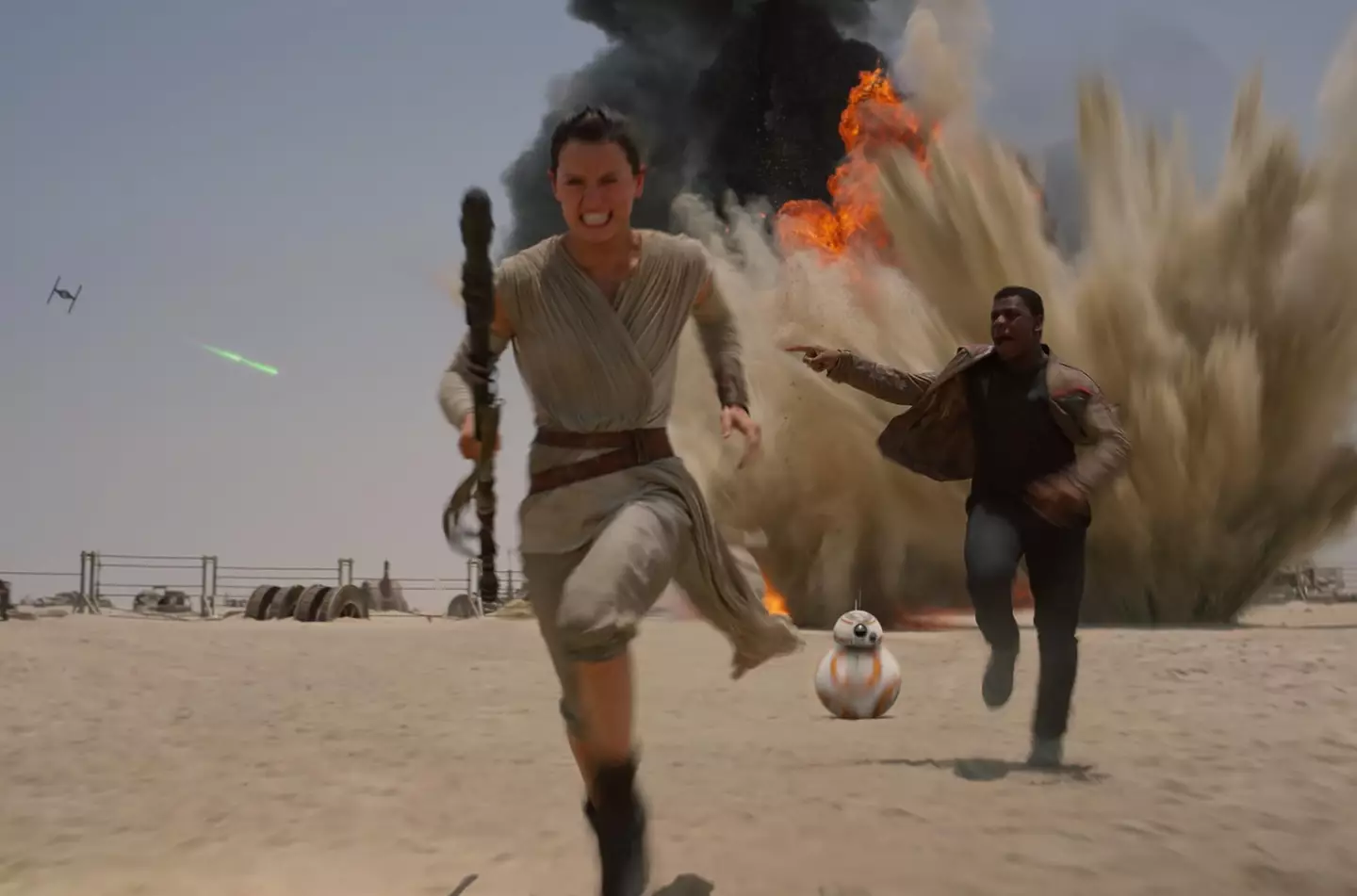 Daisy Ridley and John Boyega in Star Wars Force Awakens. (Disney)