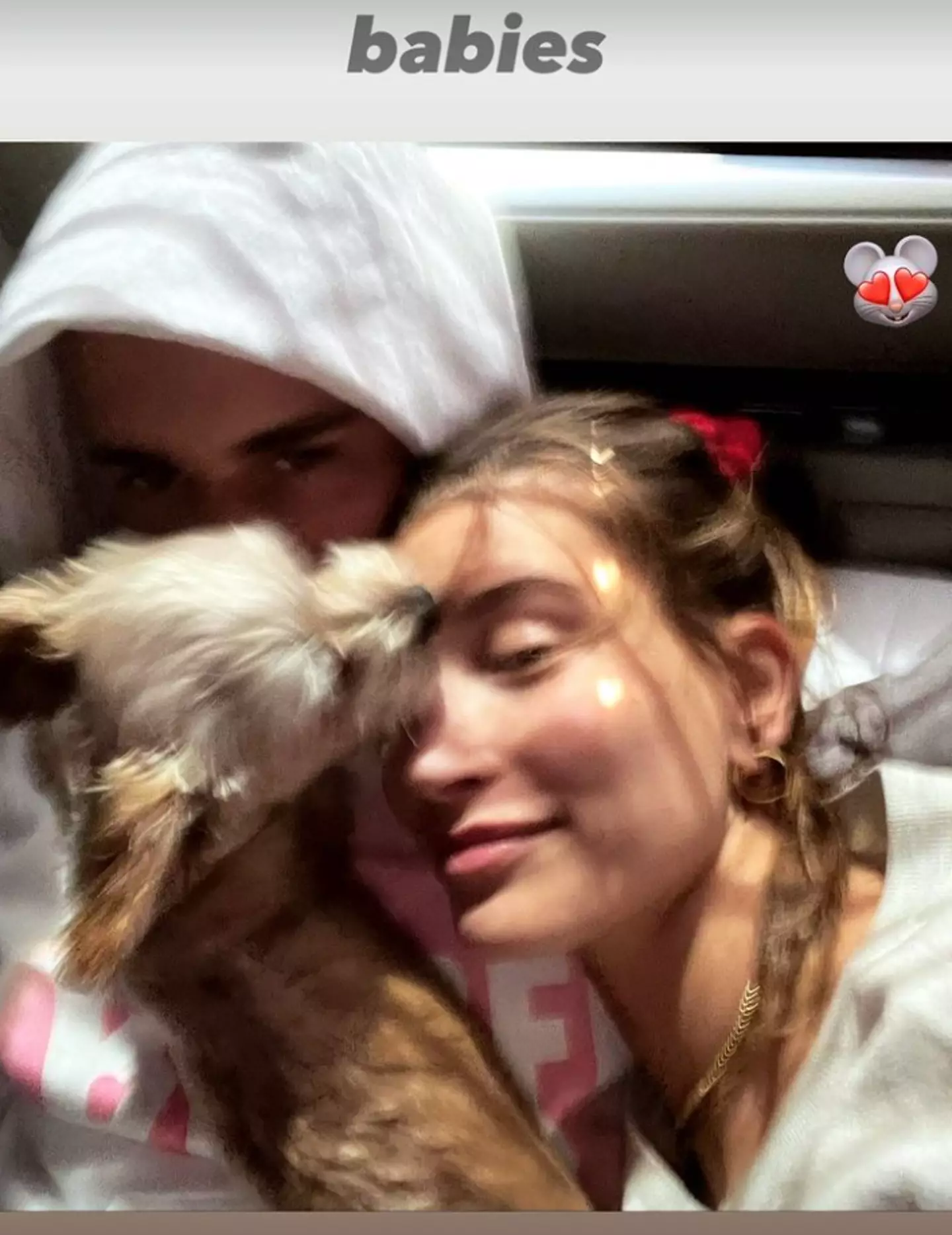 Hailey Bieber shared a picture of her and Justin cosied up together following his diagnosis.