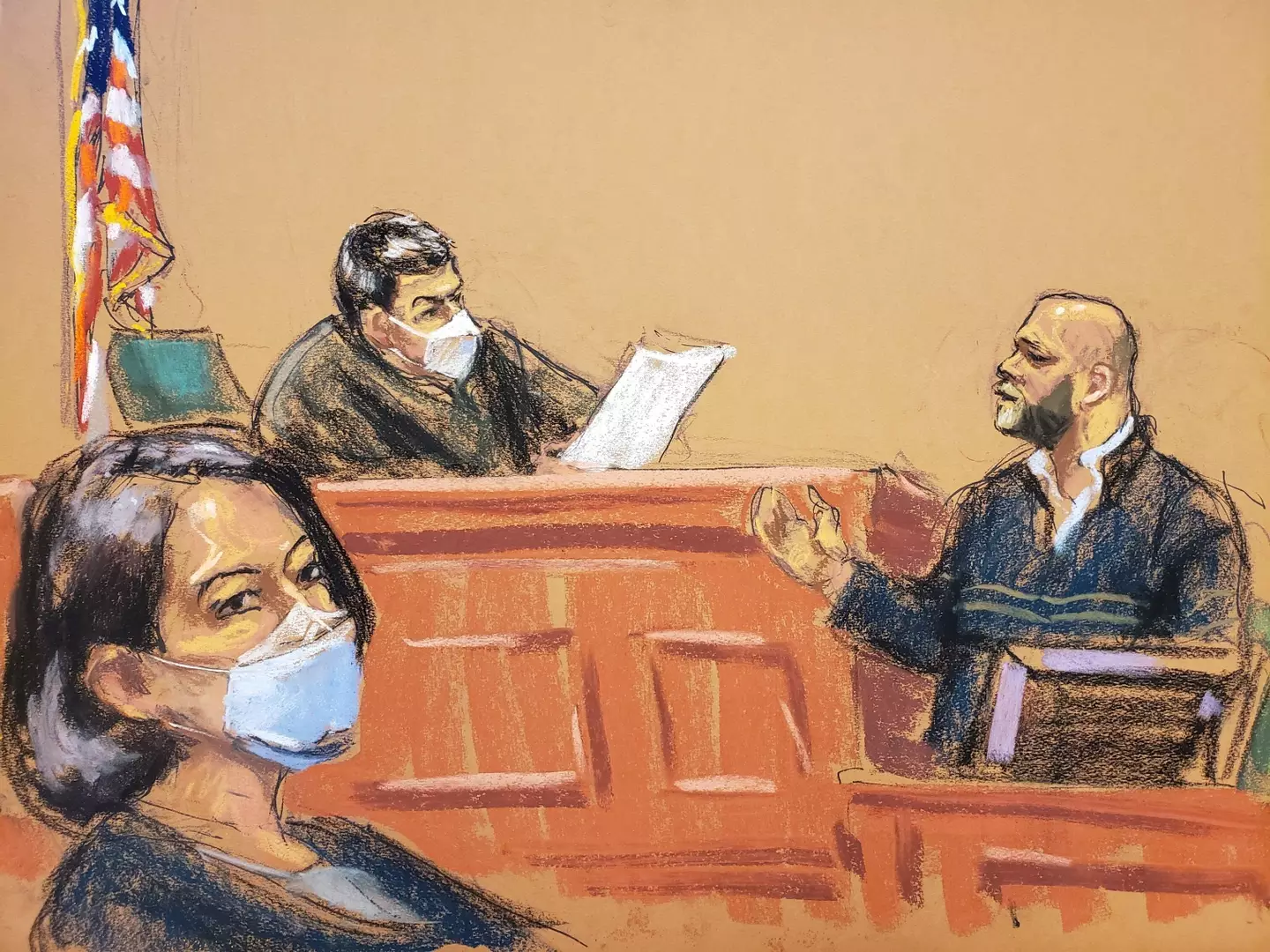 Ghislaine Maxwell sketched at her trial.