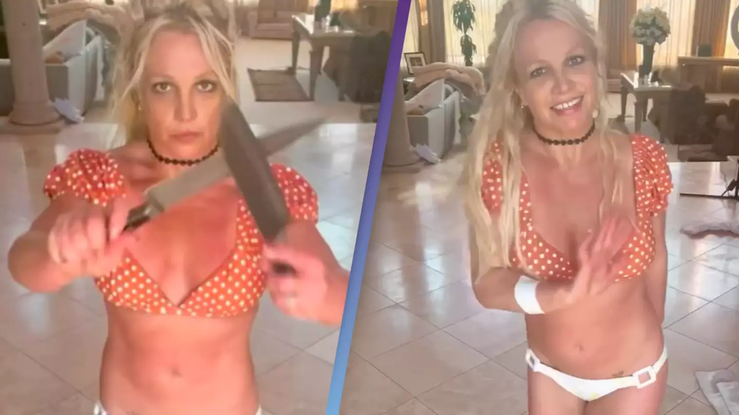Britney Spears seen with bandage and cut after bizarre video of her dancing with knives