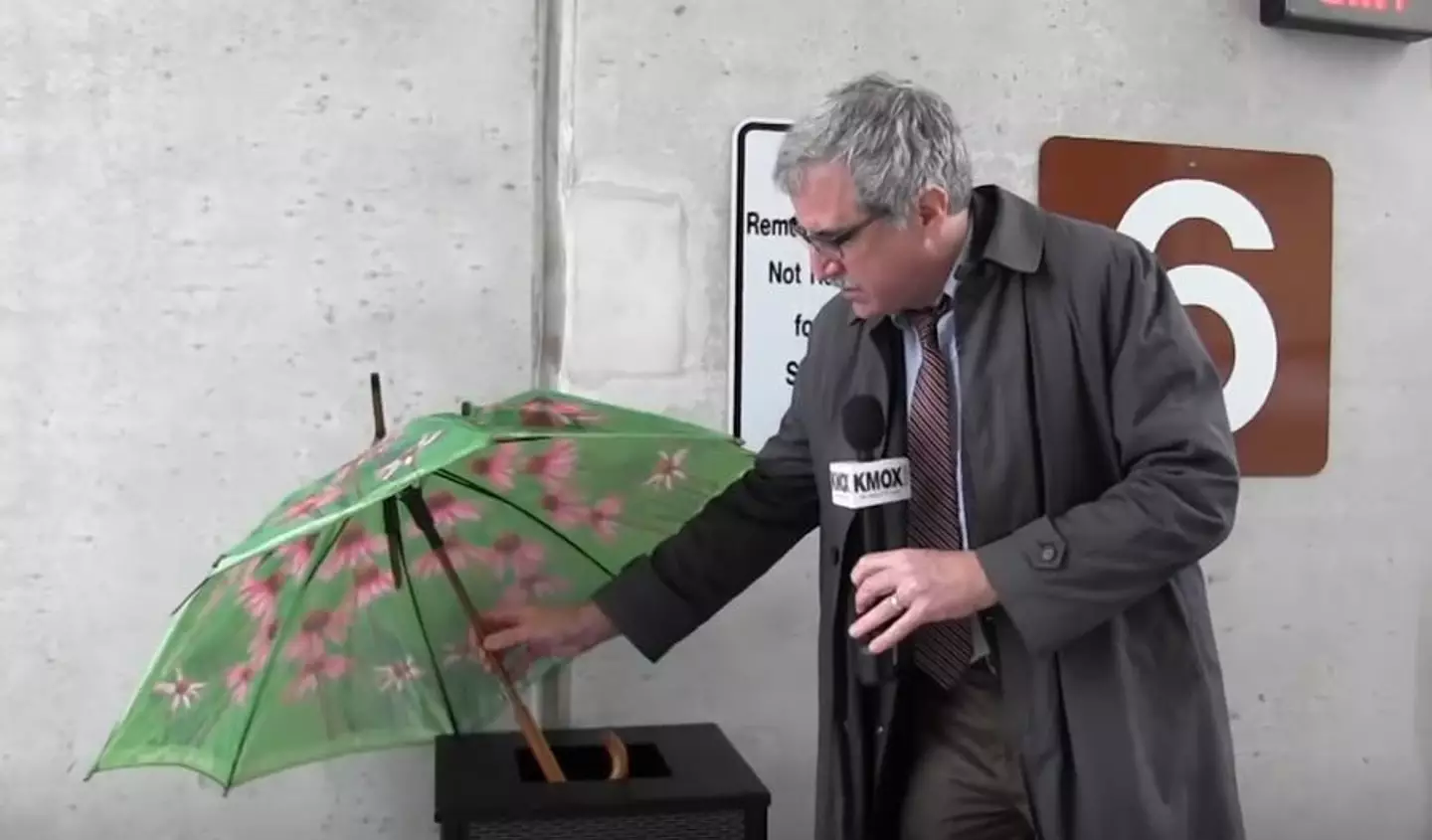 Kevin Killeen finds umbrella which symbolises February. (KMOX)