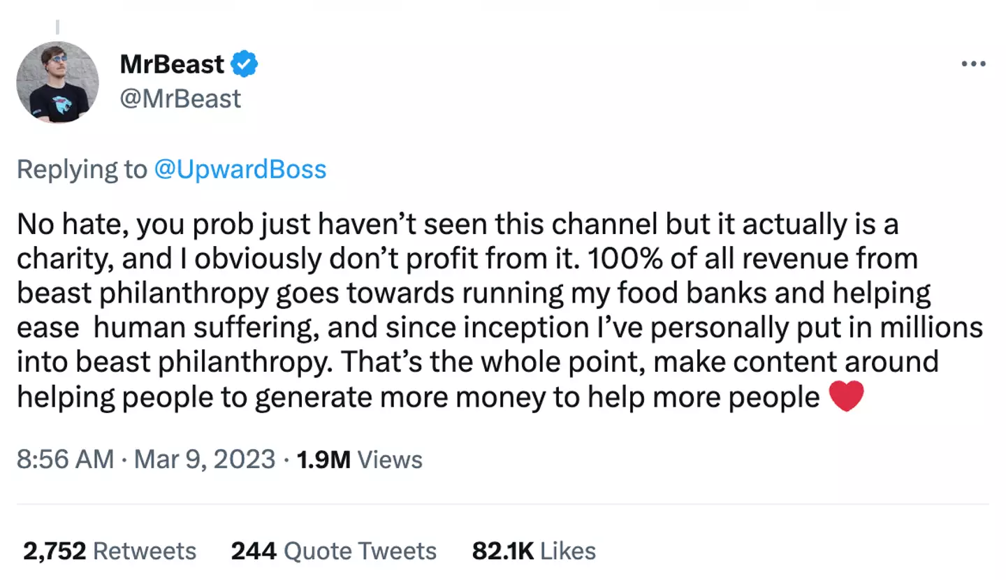 MrBeast directly responded to the Twitter criticism.