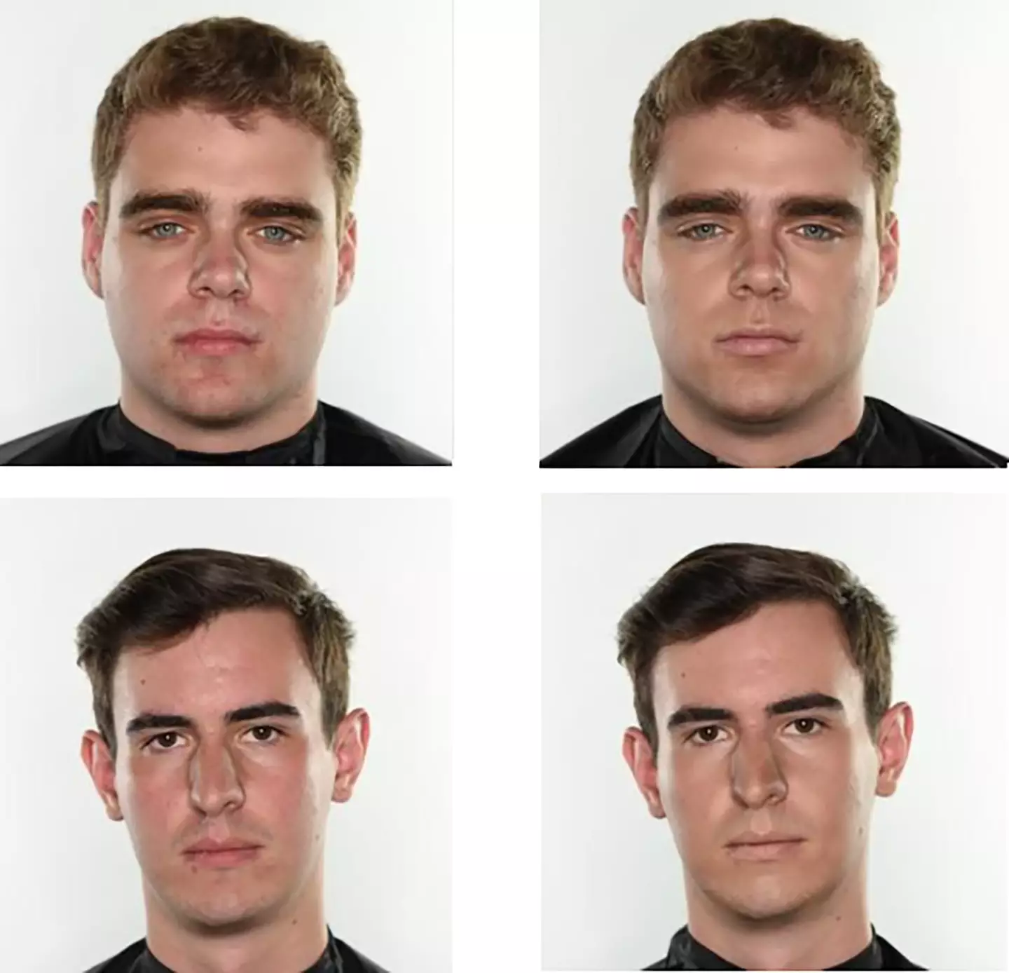 The study took two photographs of 20 men - one with and one without make up.