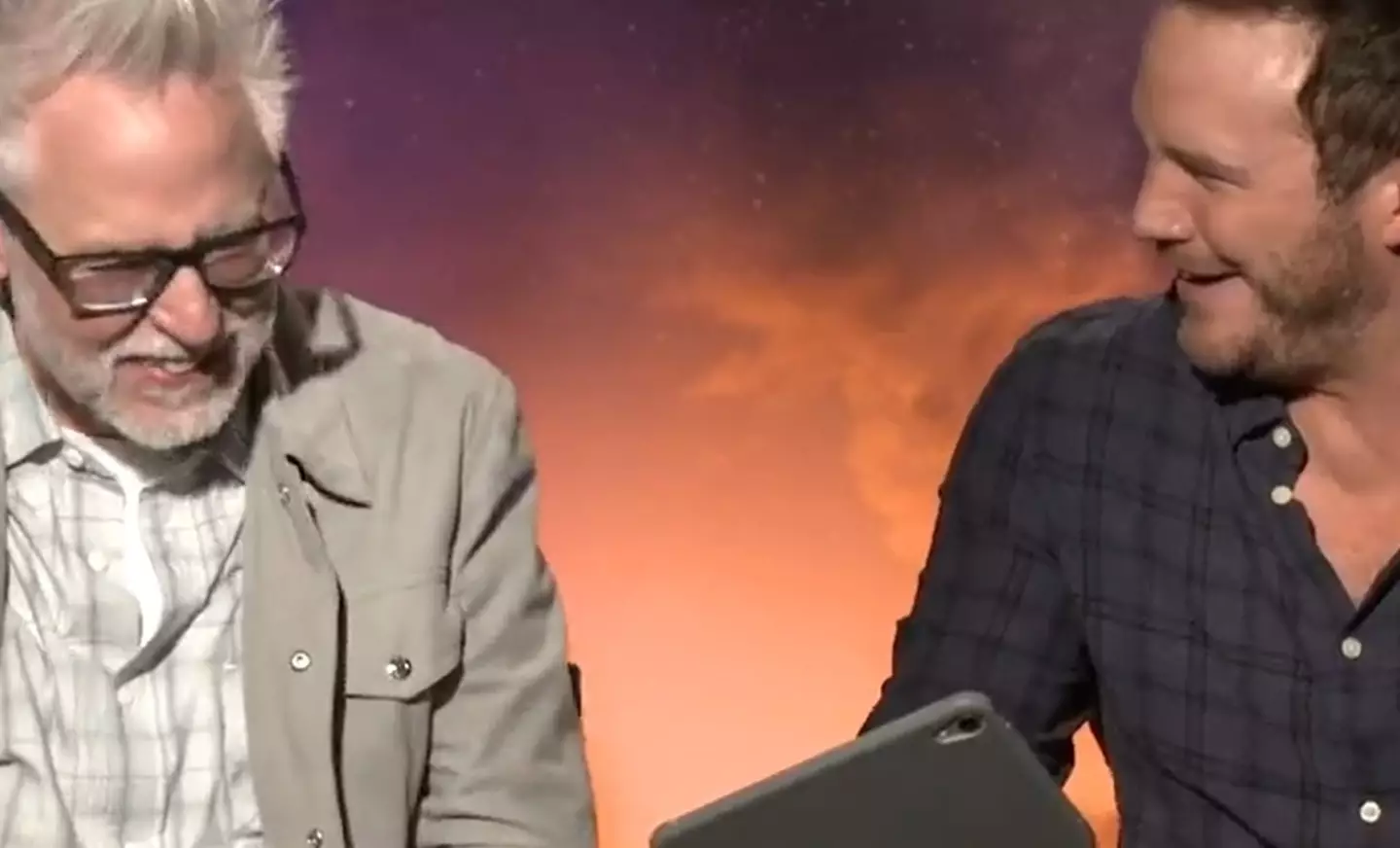 James Gunn was left howling with laughter at Chris Pratt's very NSFW joke.