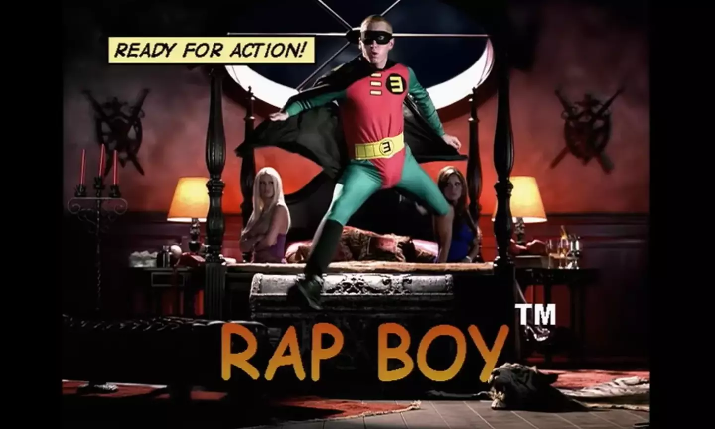 The rapper uses the same freeze frame for the unveiling of ‘Rap Boy’. (Eminem/YouTube) 