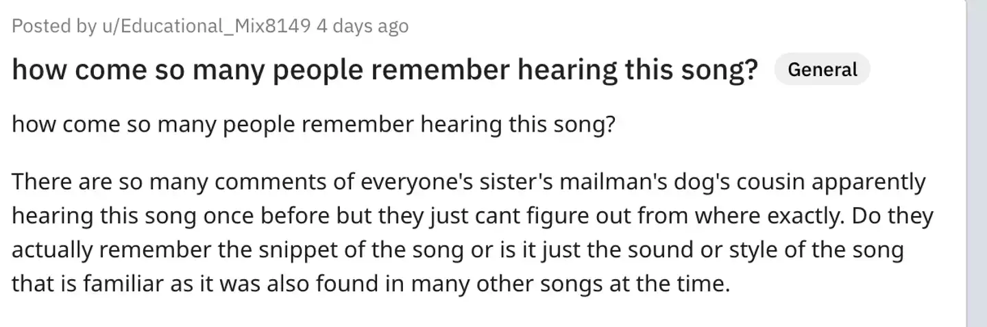The song has left people stumped for ages. (Reddit) 