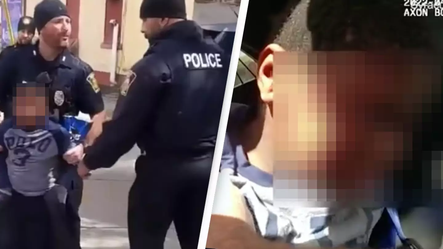 8-Year-Old Kid Cries As Cops Put Him In Police Car For Stealing Bag Of Chips