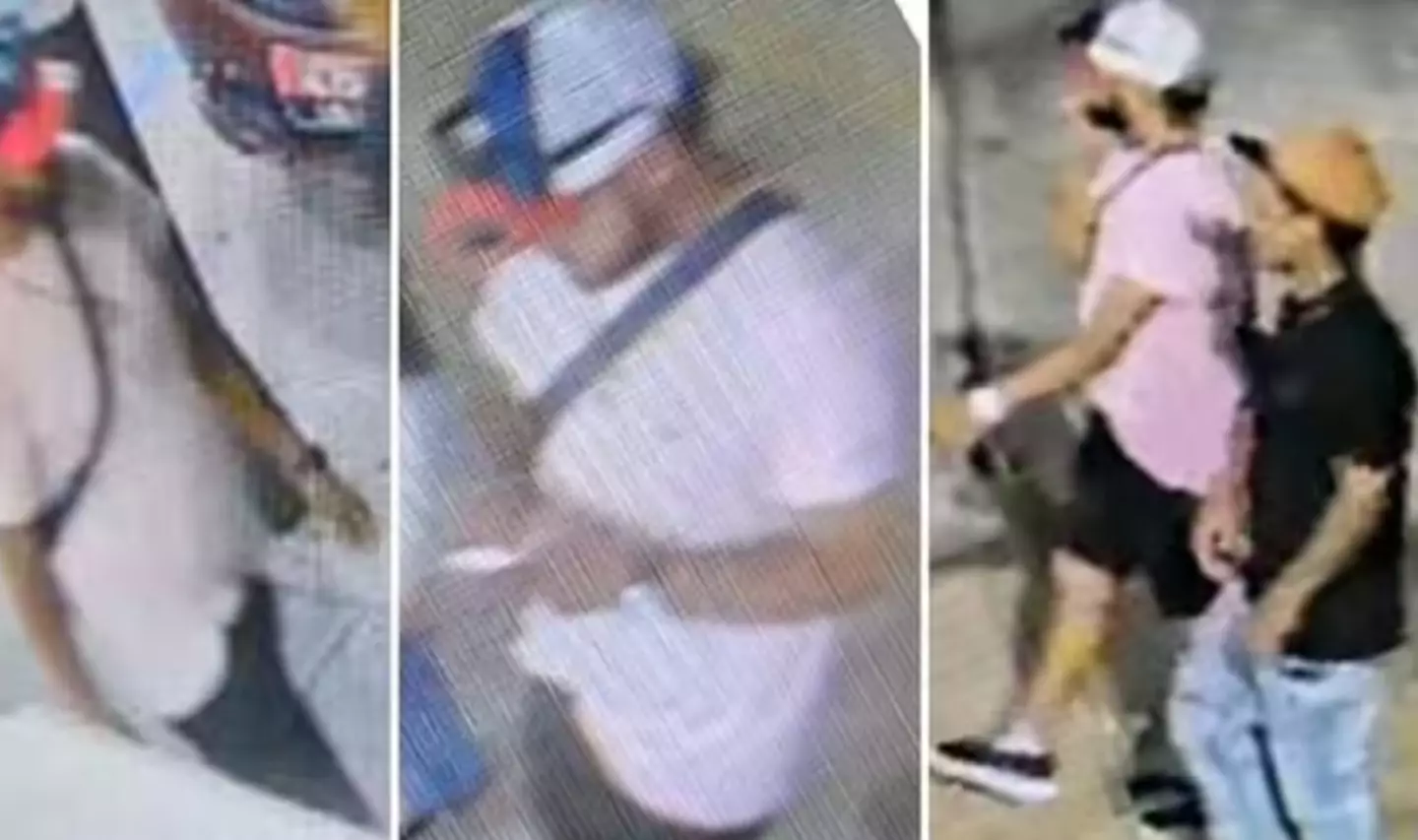 The 12-year-old is seen walking into a 7-Eleven in Houston on Sunday with two men described as 'persons of interest' (Houston Police Department)