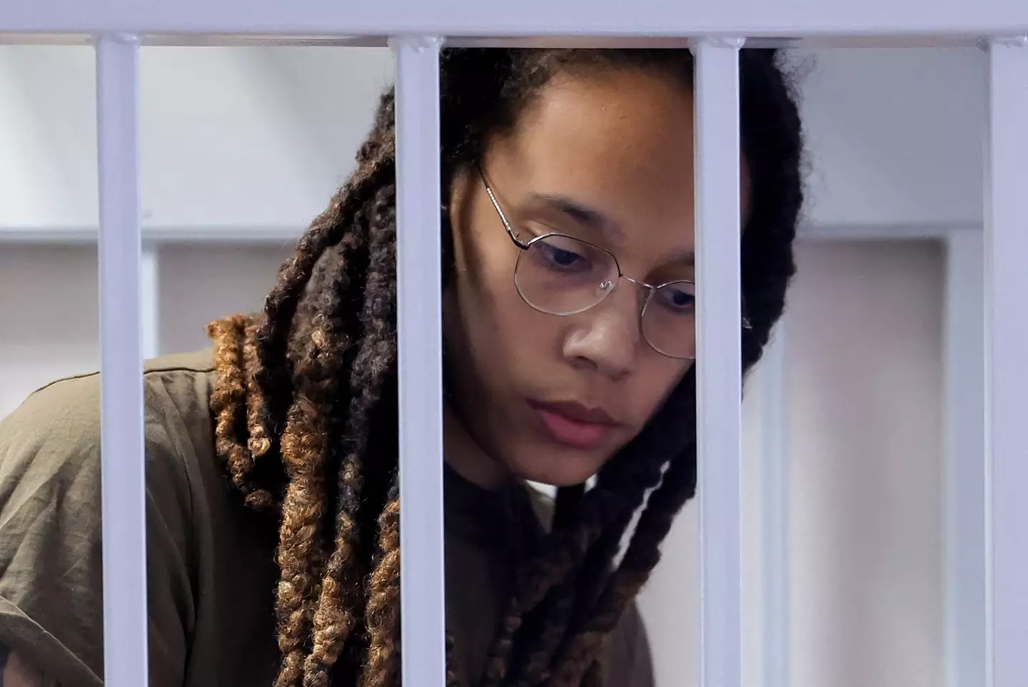 Griner spent nearly ten months behind bars in Russia. (EVGENIA NOVOZHENINA/POOL/AFP via Getty Images)