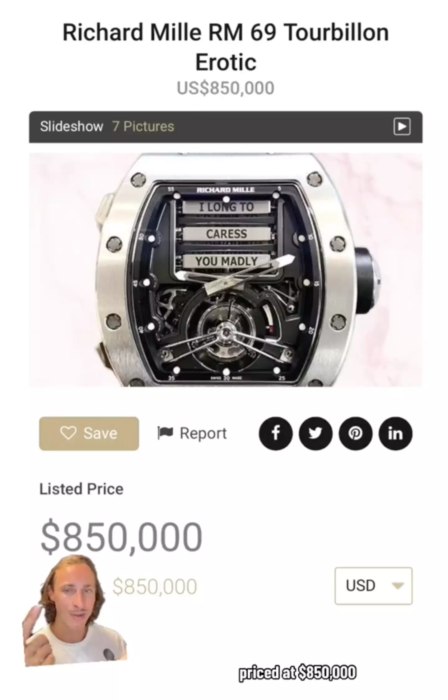 The most expensive watch in the video.
