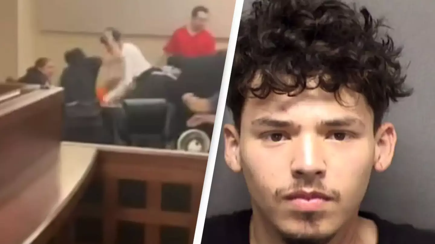 Murder suspect brutally attacked by victim’s family inside courtroom after gesturing to them