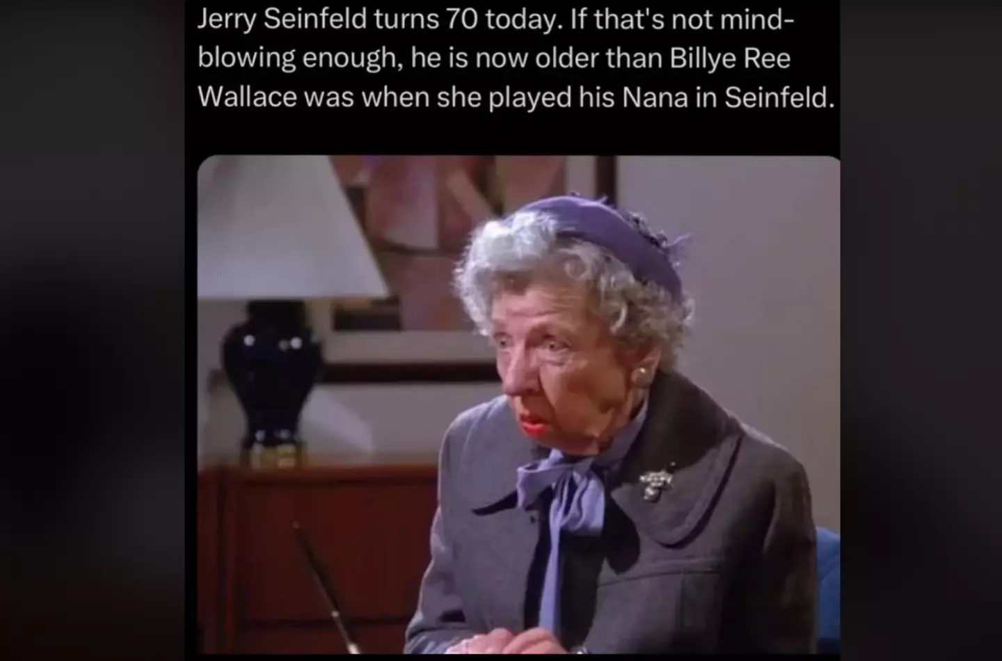 Reddit users have been left baffled by the realisation that Jerry Seinfield is now older than 'Nana'. (Reddit)