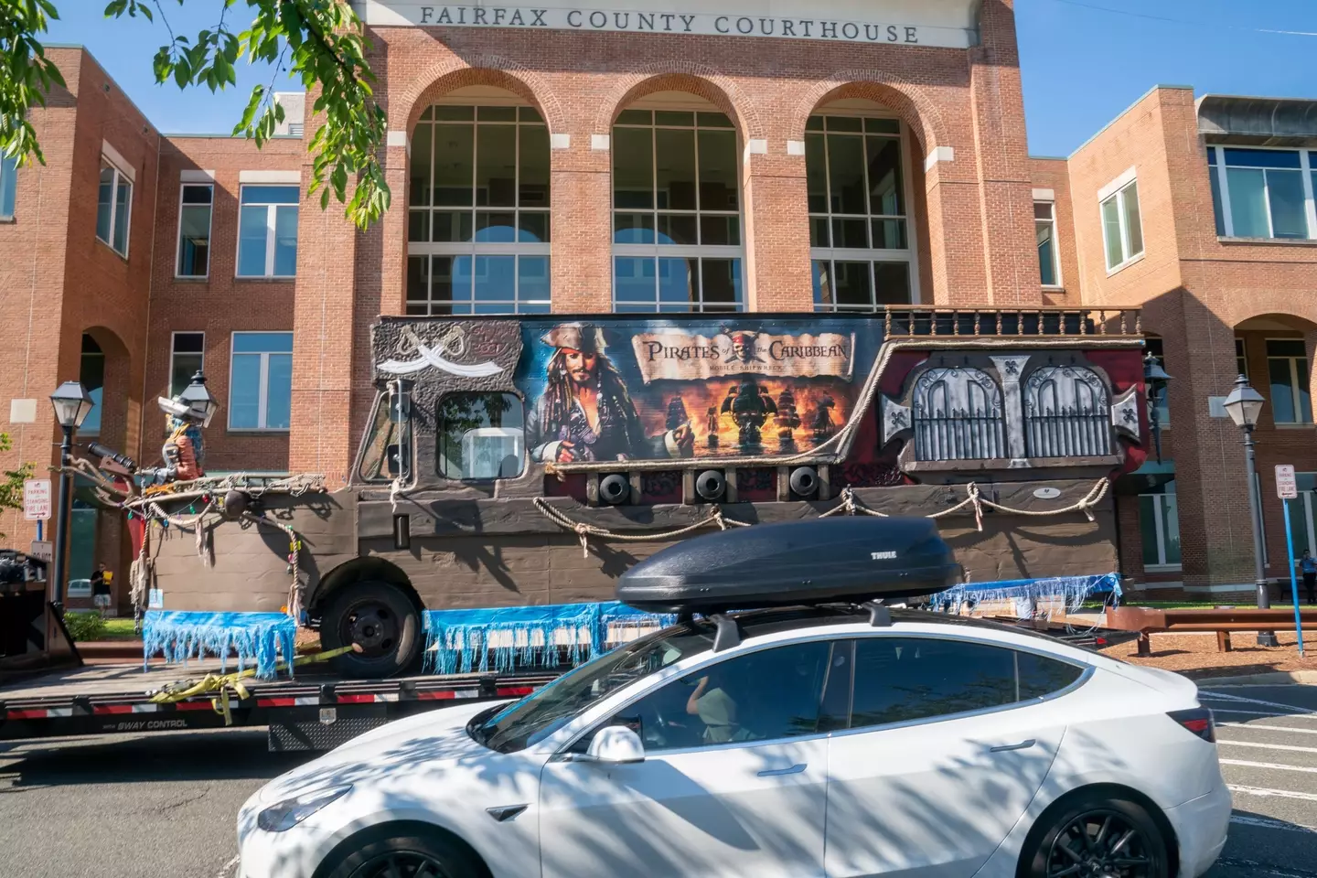 The larger-than-life truck drove past the exact building where Depp will hear the outcome of the trial.