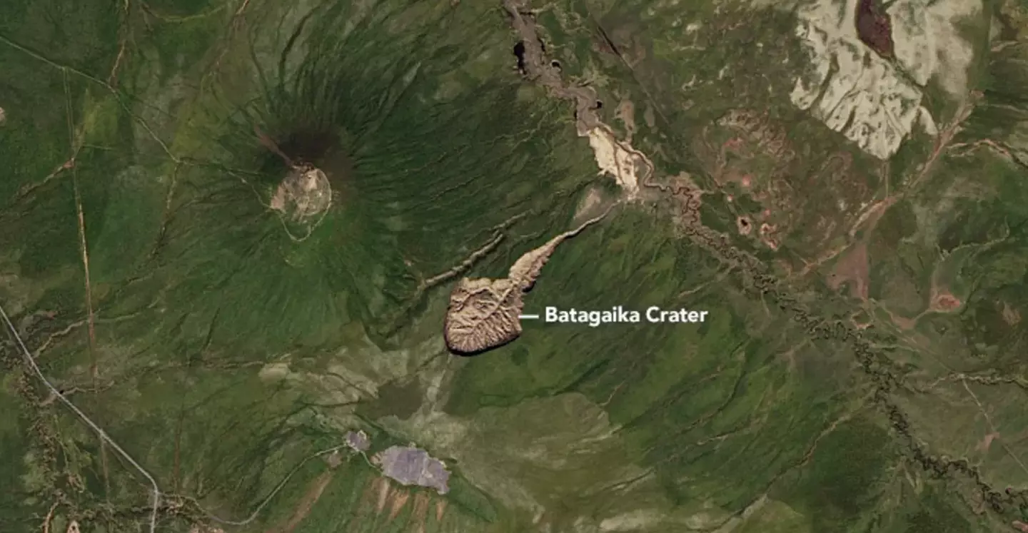 The Batagay crater is located in northern Yakutia, Russia (NASA Earth Observatory)