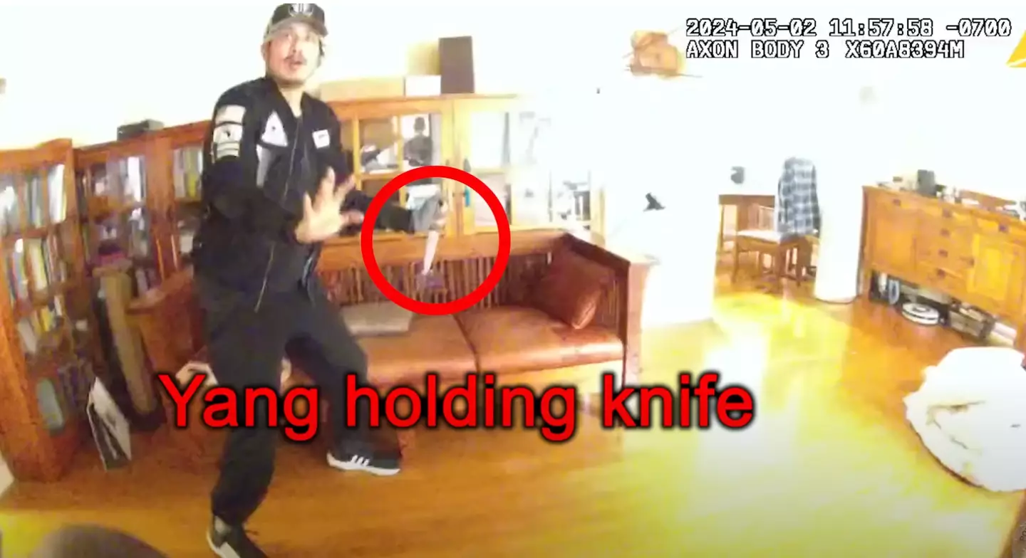 Yong Yang was holding a knife when police arrived. (Los Angeles Police Department)