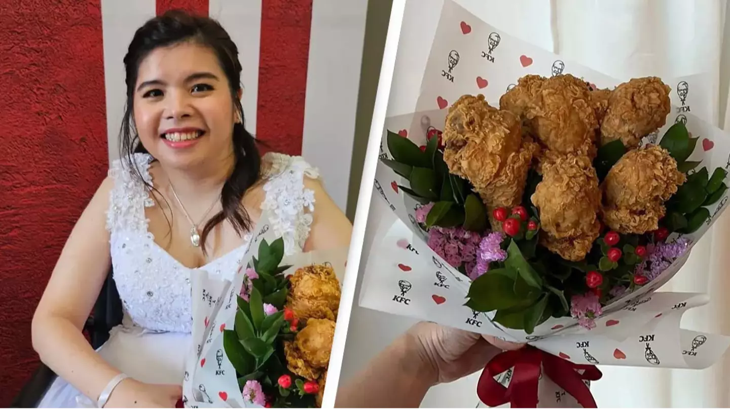 Woman has 'dream' wedding with KFC theme and fried chicken bouquet