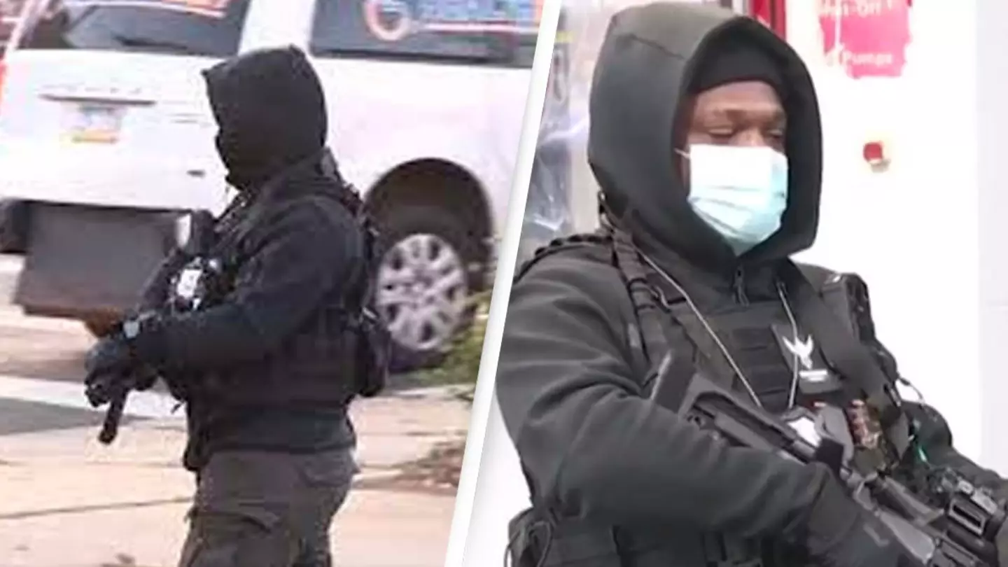 Gas station owner hires heavily armed guards after 'getting tired of nonsense'