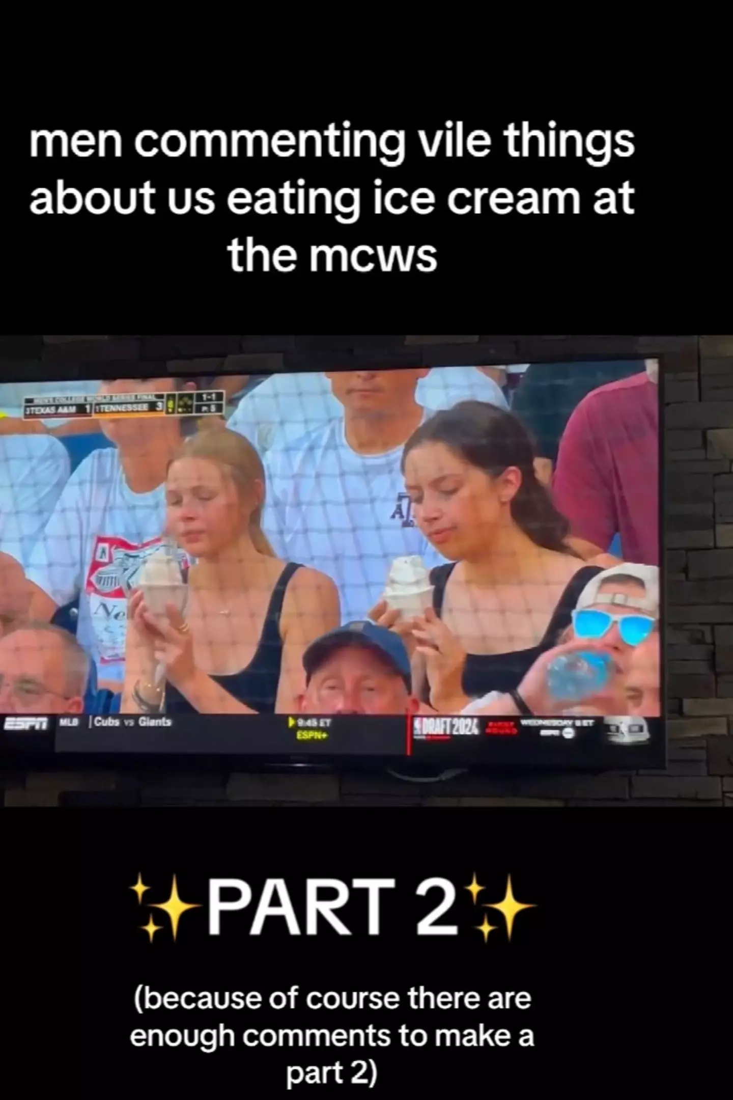 A woman has slammed ESPN for filming her while watching a baseball game. (.anniej4/TikTok)