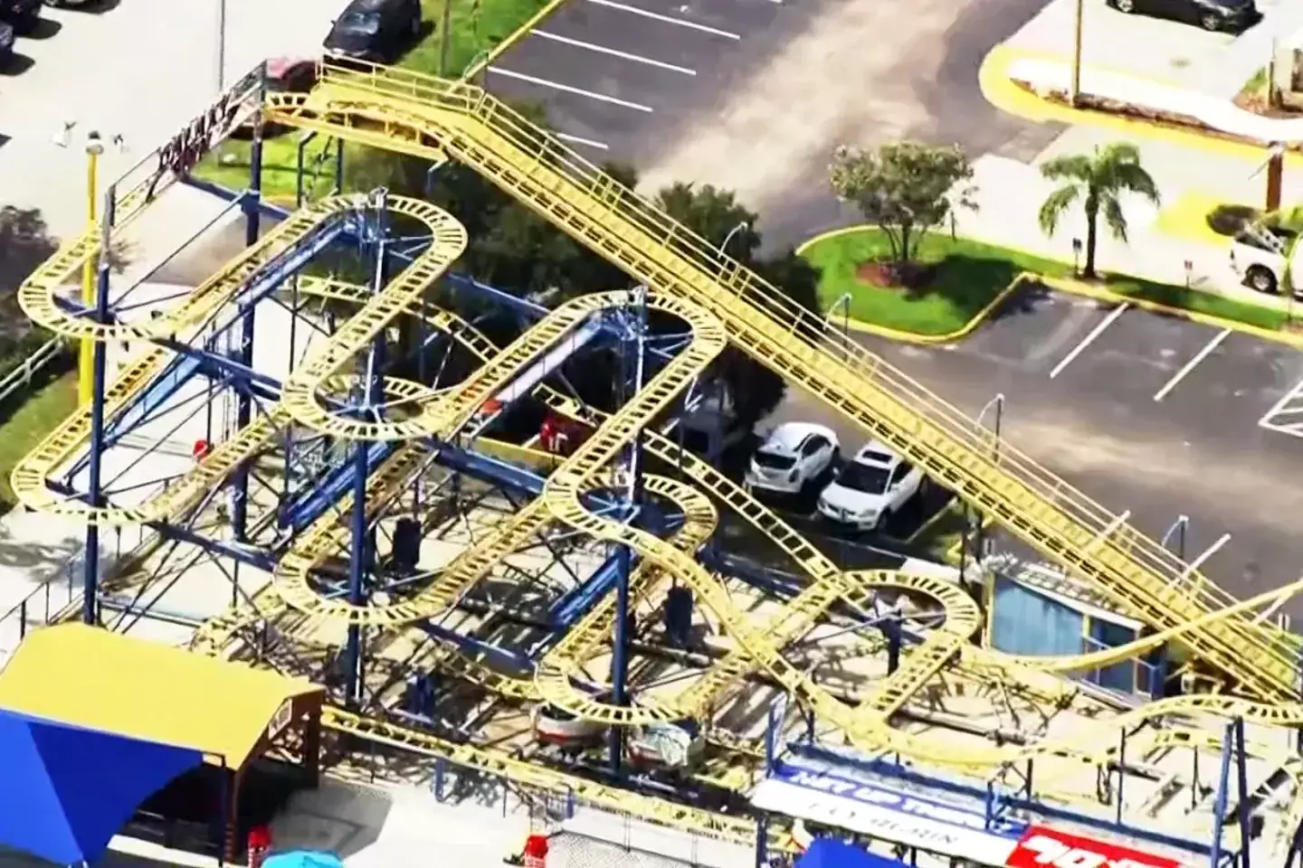 The Galaxy Spin ride at Fun Spot in Florida, which has been closed after a six-year-old boy fell from it earlier this week.