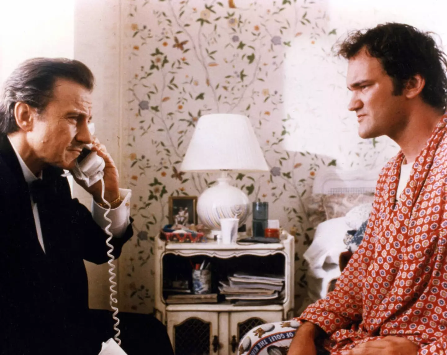 Tarantino and Harvey Keitel in Pulp Fiction.