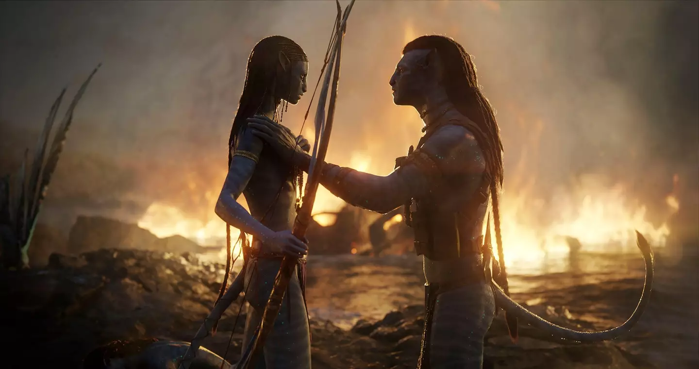 Zoe Saldana and Sam Worthington in Avatar: The Way of Water.