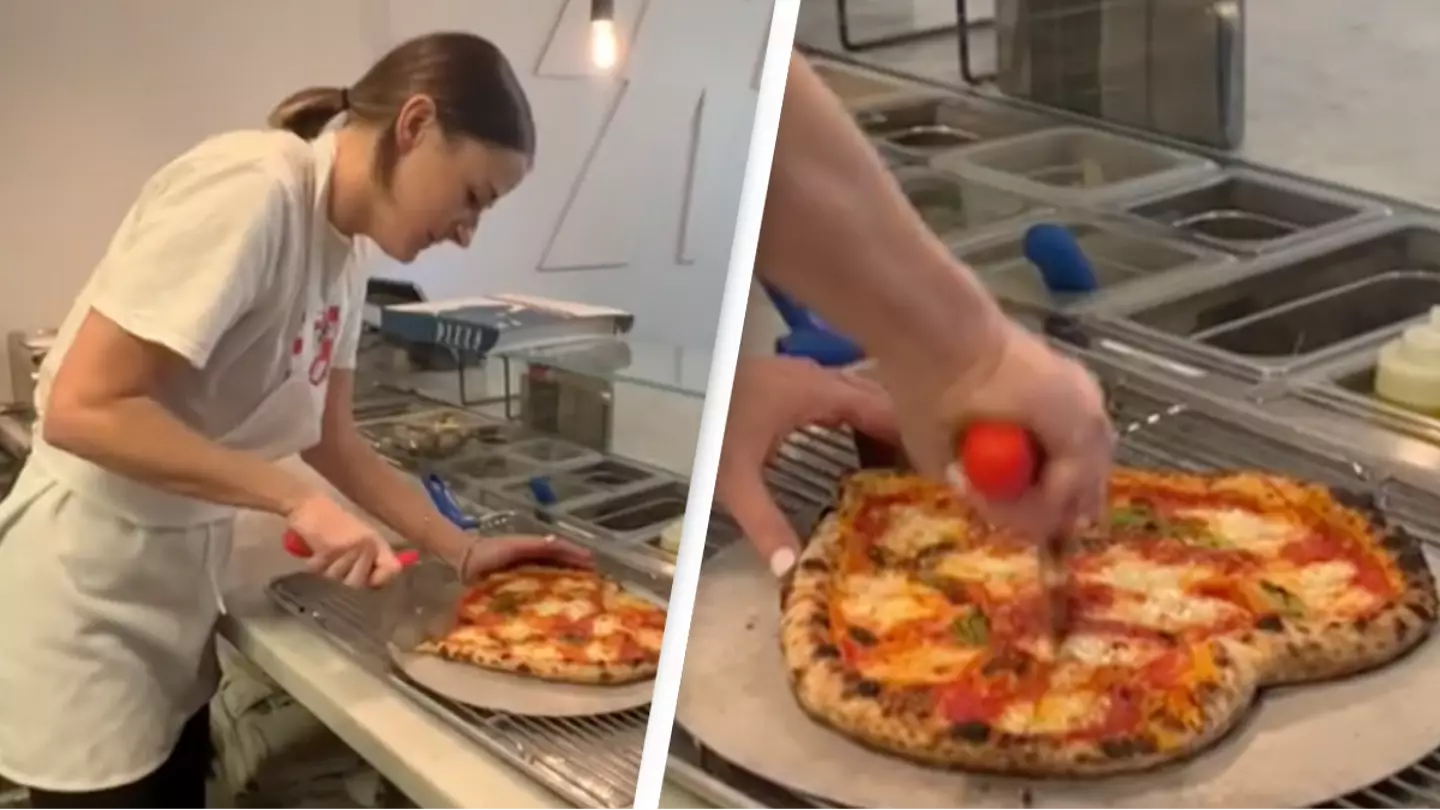 Pizza chef destroys heart-shaped pizza after discovering her ex ordered it